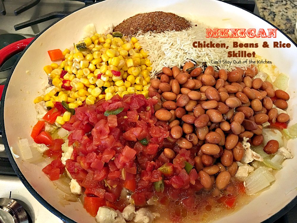 Mexican Chicken, Beans and Rice Skillet – Can't Stay Out of the Kitchen