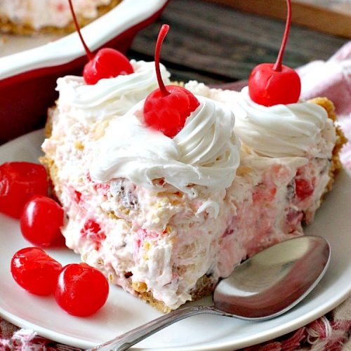 Million Dollar Pie | Can't Stay Out of the Kitchen | this creamy #pie is so spectacular you will find yourself drooling over every bite! It's really easy too. #dessert #cherries #pineapple #coconut