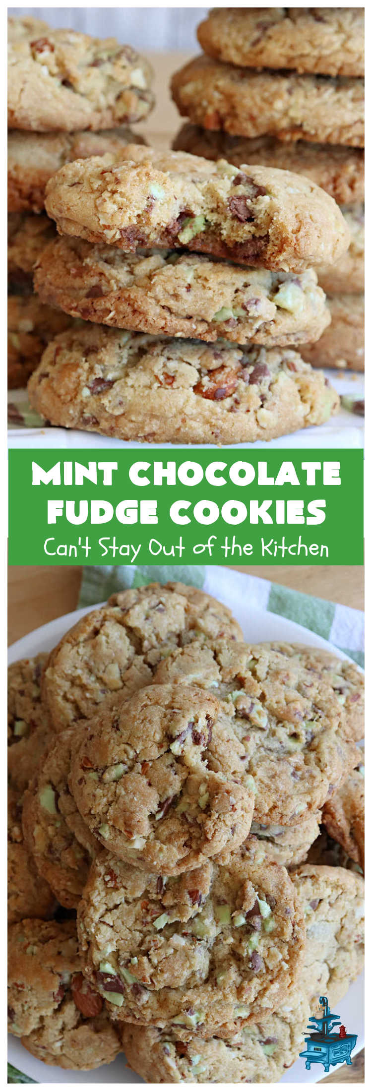 Mint Chocolate Fudge Cookies | Can't Stay Out of the Kitchen | these fantastic #cookies are nothing short of sensational. They have become one of my most requested #cookie #recipes. They have the perfect blend of flavors with #mint, #chocolate, #fudge & #almonds. Every bite will have you swooning. They're so good it's hard to stop at just one! #tailgating #holiday #HolidayBaking #ChocolateDessert #ChocolateChipCookie #dessert #MintChocolateFudgeCookies #ChristmasCookieExchange