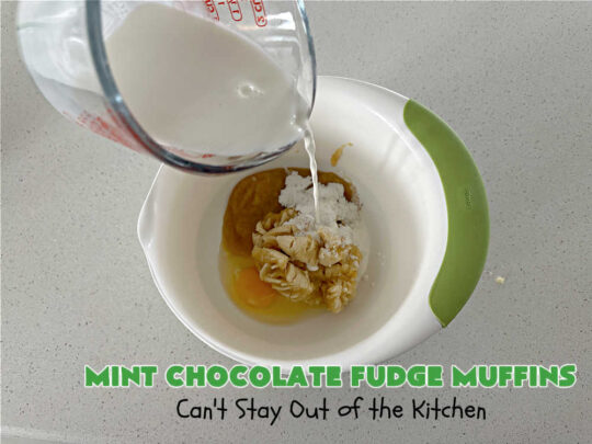 Mint Chocolate Fudge Muffins | Can't Stay Out of the Kitchen | these outrageous #muffins include #MintChocolateFudgeBakingChunks for spectacular flavor. Enjoy the heavenly taste of #mint, chocolate & #fudge in these amazing #BreakfastMuffins. They taste like #AndesMints in each bite! Great #breakfast #entree for a weekend, company or #holiday #brunch. #baking #StPatricksDay #HolidayBaking #HolidayBreakfast #MintChocolateFudgeMuffins