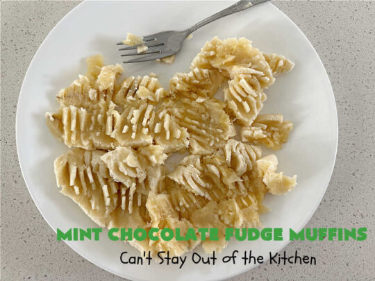 Mint Chocolate Fudge Muffins | Can't Stay Out of the Kitchen | these outrageous #muffins include #MintChocolateFudgeBakingChunks for spectacular flavor. Enjoy the heavenly taste of #mint, chocolate & #fudge in these amazing #BreakfastMuffins. They taste like #AndesMints in each bite! Great #breakfast #entree for a weekend, company or #holiday #brunch. #baking #StPatricksDay #HolidayBaking #HolidayBreakfast #MintChocolateFudgeMuffins