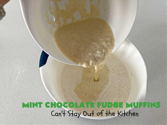 Mint Chocolate Fudge Muffins | Can't Stay Out of the Kitchen | these outrageous #muffins include #MintChocolateFudgeBakingChunks for spectacular flavor. Enjoy the heavenly taste of #mint, chocolate & #fudge in these amazing #BreakfastMuffins. They taste like #AndesMints in each bite! Great #breakfast #entree for a weekend, company or #holiday #brunch. #baking #StPatricksDay #HolidayBaking #HolidayBreakfast #MintChocolateFudgeMuffins