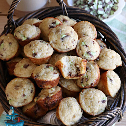 Mint Chocolate Fudge Muffins | Can't Stay Out of the Kitchen | these outrageous #muffins include #MintChocolateFudgeBakingChunks for spectacular flavor. Enjoy the heavenly taste of #mint, chocolate & #fudge in these amazing #BreakfastMuffins. They taste like #AndesMints in each bite! Great #breakfast #entree for a weekend, company or #holiday #brunch. #baking #StPatricksDay #HolidayBaking #HolidayBreakfast #MintChocolateFudgeMuffins