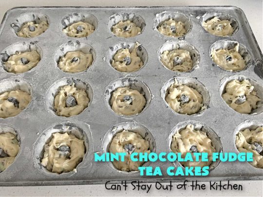 Mint Chocolate Fudge Tea Cakes | Can't Stay Out of the Kitchen | these breathtaking #TeaCakes include lots of #chocolate with just a hint of #mint. This dynamic duo of flavors is absolutely irresistible. This #dessert is so mouthwatering & irresistible you'll put it on your menu frequently. Great for #holidays, special occasions and potlucks. #cake #ChocolateDessert #HolidayDessert #Bundt #MintChocolateFudgeTeaCakes