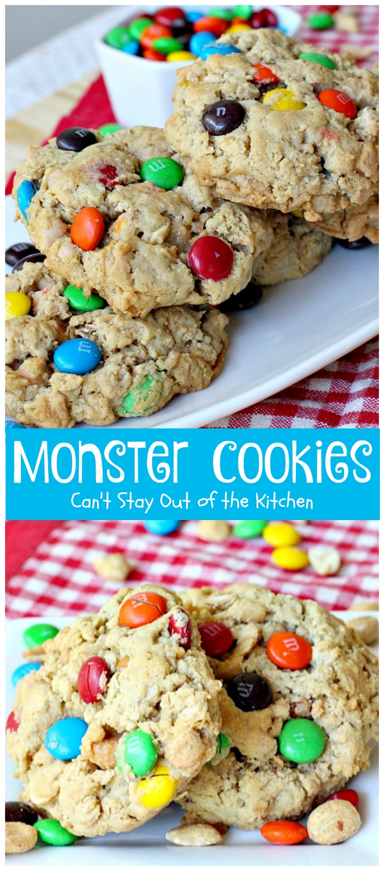 Monster Cookies| Can't Stay Out of the Kitchen | these scrumptious #cookies are filled with #M&Ms #peanuts #oatmeal #butterscotchchips and #peanutbutter. They are spectacular to say the least. #dessert