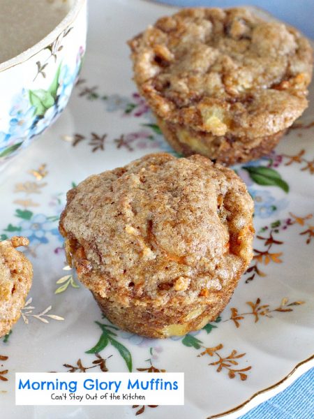 Morning Glory Muffin | Can't Stay Out of the Kitchen | these #muffins are amazing. Filled with several kinds of #fruit and #nuts. #breakfast #apples #pineapple #raisins