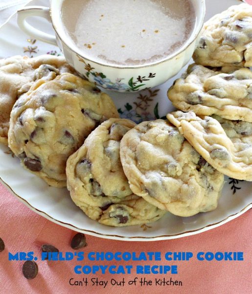 Mrs. Field's Chocolate Chip Cookie Copycat Recipe | Can't Stay Out of the Kitchen | this #CopycatRecipe is outstanding. If you want to bake up a batch of drool worthy #cookies for #dessert this #holiday season, this is it! Every bite will have you drooling. #ChristmasCookieExchange #chocolate #MrsFieldsChocolateChipCookies #ChocolateDessert #HolidayDessert #MrsFieldsCookies #MrsFieldsChocolateChipCookieCopycatRecipe