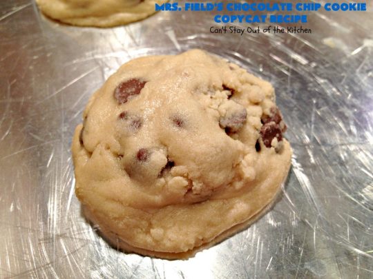 Mrs. Field's Chocolate Chip Cookie Copycat Recipe | Can't Stay Out of the Kitchen | this #CopycatRecipe is outstanding. If you want to bake up a batch of drool worthy #cookies for #dessert this #holiday season, this is it! Every bite will have you drooling. #ChristmasCookieExchange #chocolate #MrsFieldsChocolateChipCookies #ChocolateDessert #HolidayDessert #MrsFieldsCookies #MrsFieldsChocolateChipCookieCopycatRecipe