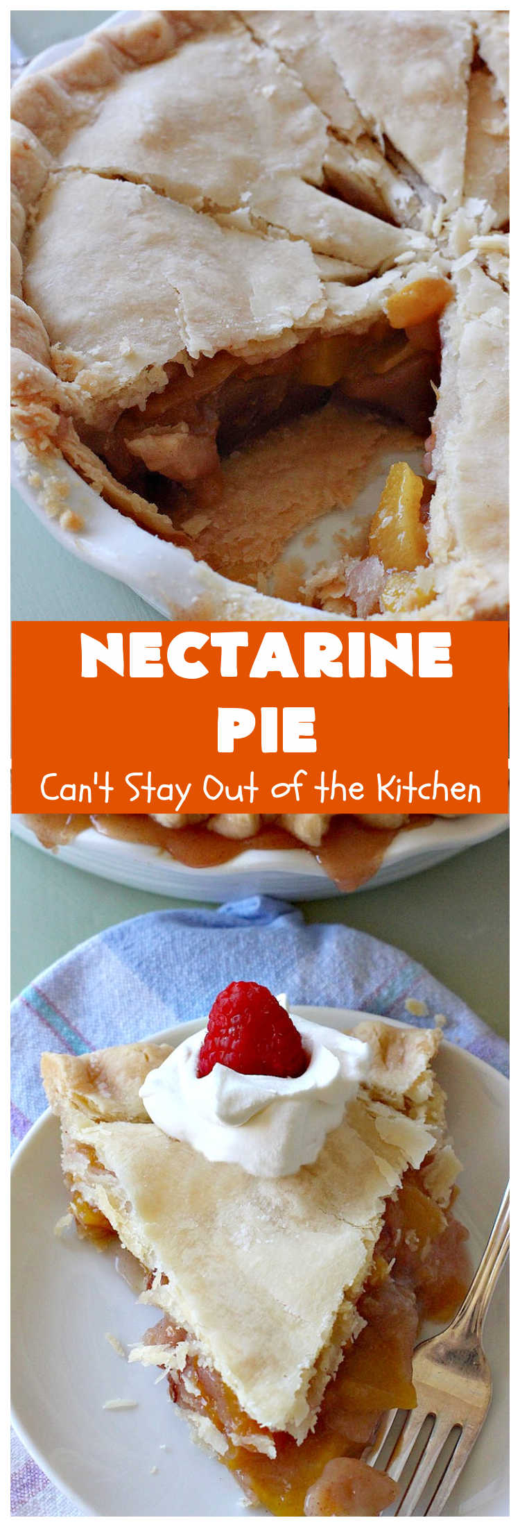 Nectarine Pie | Can't Stay Out of the Kitchen | this is absolutely the best  #FruitPie ever! I never realized #nectarines tasted so great in #dessert. Better than #PeachPie! Love this #recipe. #southern #NectarinePie #cinnamon #NectarineDessert #Canbassador #WashingtonStateFruitCommission #WashingtonStoneFruitGrowers