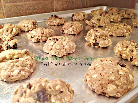 Oatmeal Raisin Walnut Cookies | Can't Stay Out of the Kitchen | wonderful #oatmealraisincookie that's great for #holiday #baking. #oatmeal #raisins #walnuts #dessert #cookie