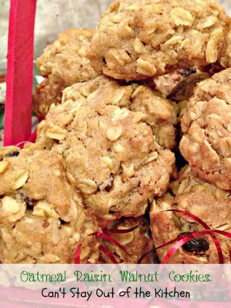 Oatmeal Raisin Walnut Cookies | Can't Stay Out of the Kitchen | wonderful #oatmealraisincookie that's great for #holiday #baking. #oatmeal #raisins #walnuts #dessert #cookie