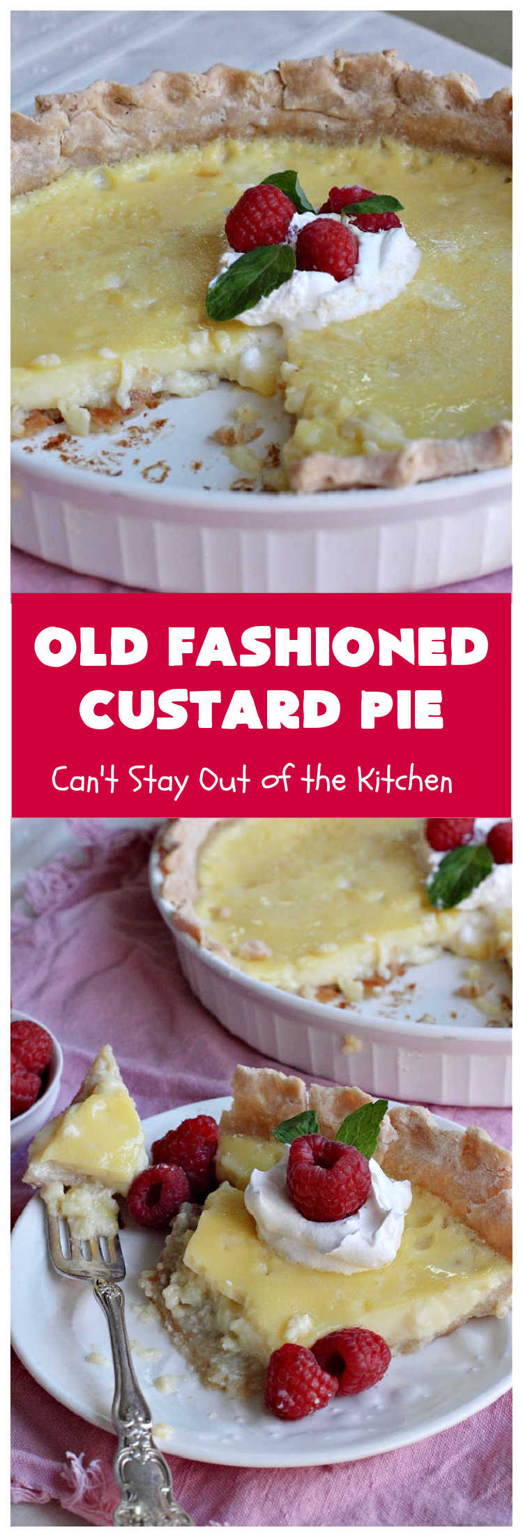 Old Fashioned Custard Pie | Can't Stay Out of the Kitchen | this delicious #pie is so mouthwatering yet easy to make. It makes a great #dessert especially when you need one whipped up in a jiffy. It's always been one of my kid's favorite pie recipes because it's not overly sweet. #CustardPie #MomsCustardPie #OldFashionedCustardPie #EasyCustardPie