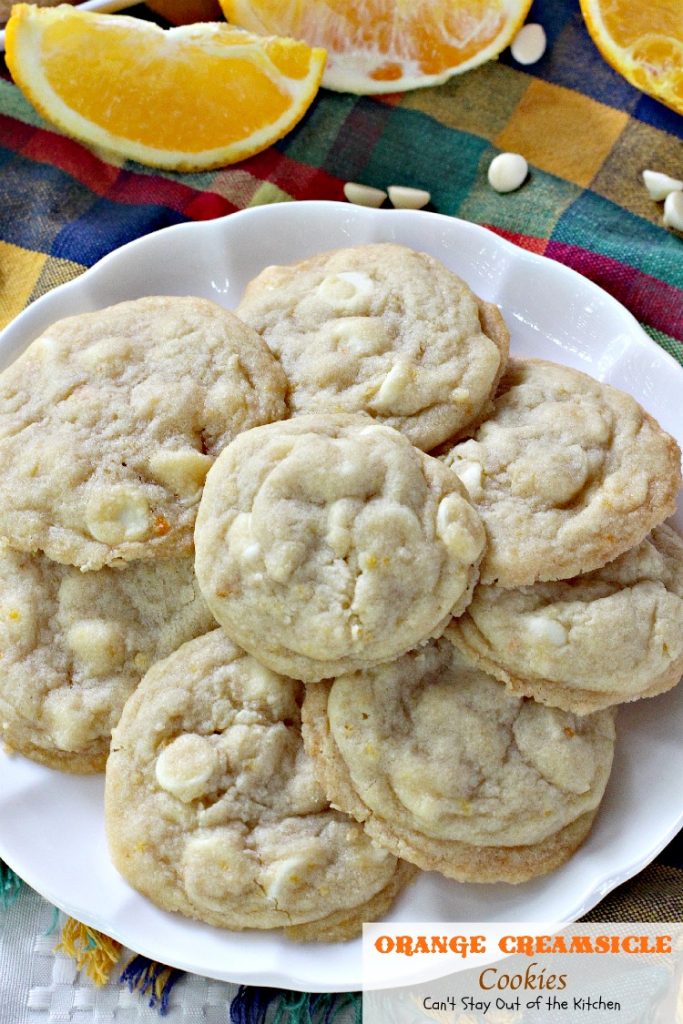 Orange Creamsicle Cookies | Can't Stay Out of the Kitchen | these lovely #cookies are filled with #orange zest and #whitechocolatechips. #dessert #chocolate