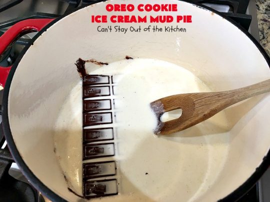 Oreo Cookie Ice Cream Mud Pie | Can't Stay Out of the Kitchen | this amazing #dessert is made with #OreoCookies, vanilla #IceCream & has a #ChocolateSauce over top. It's sensational for any special occasion or company dessert. #OreoDessert #ChocolateDessert #IceCreamDessert #OreoCookieIceCreamMudPie