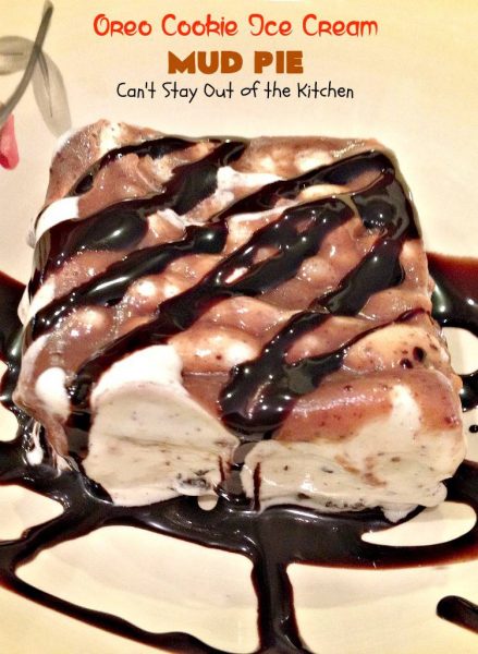 Oreo Cookie Ice Cream Mud Pie | Can't Stay Out of the Kitchen | this luscious #icecreampie is made with an #oreo crust, oreo #icecream and #Ghirardelli #chocolate bars. #dessert #pie