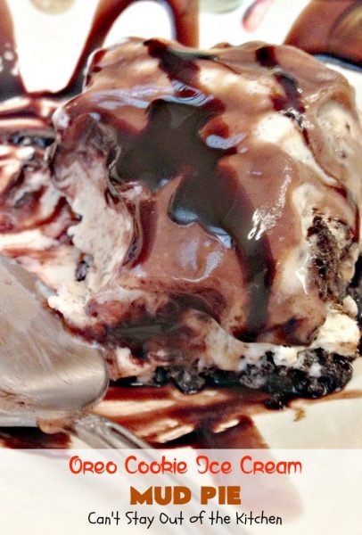 Oreo Cookie Ice Cream Mud Pie | Can't Stay Out of the Kitchen | this luscious #icecreampie is made with an #oreo crust, oreo #icecream and #Ghirardelli #chocolate bars. #dessert #pie