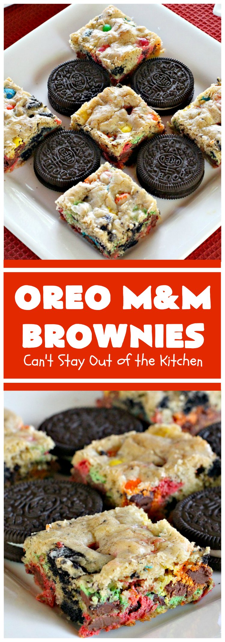 Oreo M&M Brownies | Can't Stay Out of the Kitchen