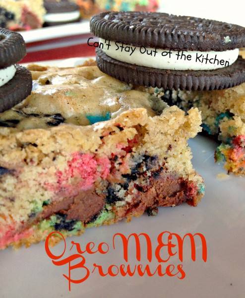 Oreo M&M Brownies - Can't Stay Out of the Kitchen