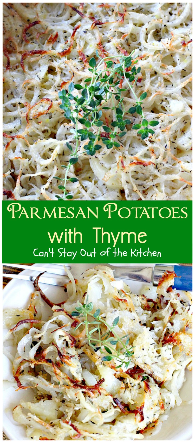 Parmesan Potatoes with Thyme | Can't Stay Out of the Kitchen | These adorable #potatoes are a fantastic side dish for any occasion. Quick & easy, too. #parmesancheese #glutenfree