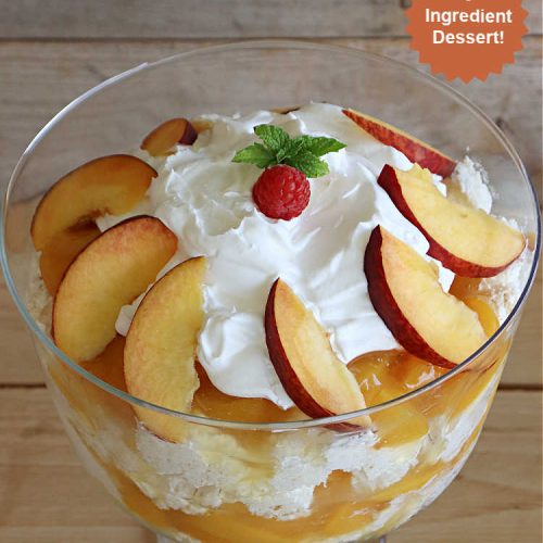 Peach Angel Trifle | Can't Stay Out of the Kitchen | this amazing #5IngredientDessert will just knock your socks off! Each time I make it, everyone just raves and drools over it! It uses #PeachPieFilling, #AngelFoodCake, #CreamCheese & #CoolWhip. If you need a #dessert to wow your family & friends, this is it! #peaches #PeachDessert #PeachAngelDessert #PeachAngelTrifle