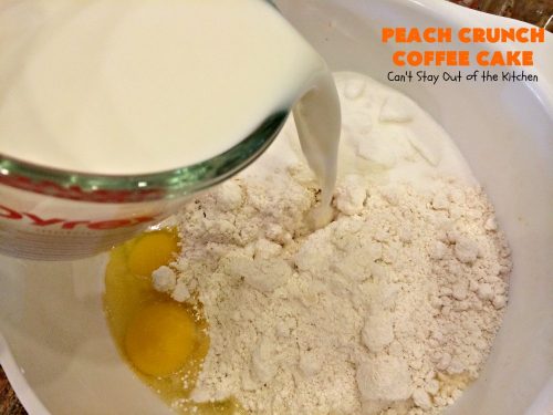 Peach Crunch Coffee Cake – Can't Stay Out Of The Kitchen