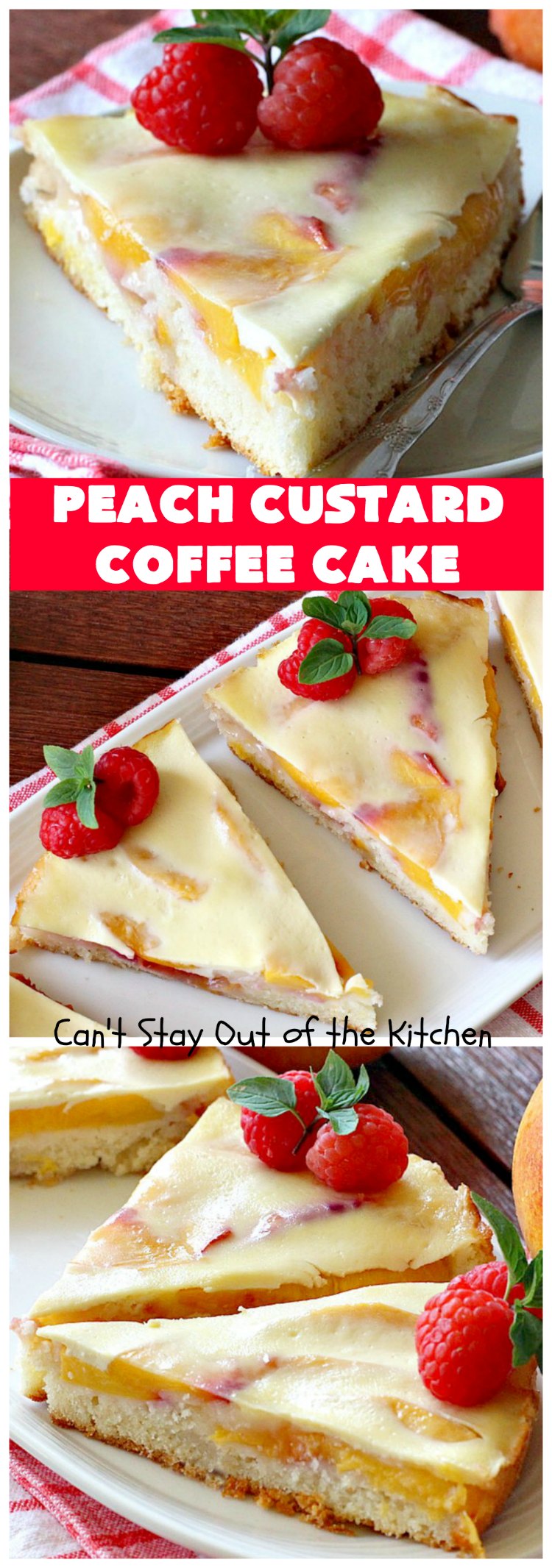 Peach Custard Coffee Cake | Can't Stay Out of the Kitchen