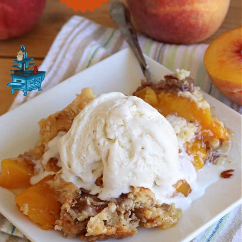 Peach Dump Cake Cobbler | Can't Stay Out of the Kitchen | this easy 6-ingredient #dessert is quick to toss together. You can use #PeachPieFilling #CannedPeaches or #PeachesAndCremePieFilling which is phenomenal. If you need a quick #dessert this one is so delectable--especially topped with #IceCream. Don't Let the name fool you. #DumpCake is really more like #cobbler than cake. Everything is dumped into the dish & then baked. So quick & easy. #PeachDumpCakeCobblerPeach Dump Cake Cobbler | Can't Stay Out of the Kitchen | this easy 6-ingredient #dessert is quick to toss together. You can use #PeachPieFilling #CannedPeaches or #PeachesAndCremePieFilling which is phenomenal. If you need a quick #dessert this one is so delectable--especially topped with #IceCream. Don't Let the name fool you. #DumpCake is really more like #cobbler than cake. Everything is dumped into the dish & then baked. So quick & easy. #PeachDumpCakeCobbler