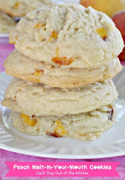 Peach Melt-In-Your-Mouth Cookies | Can't Stay Out of the Kitchen | sensational #cookies that just dissolve in your mouth! Yum. #peaches #dessert