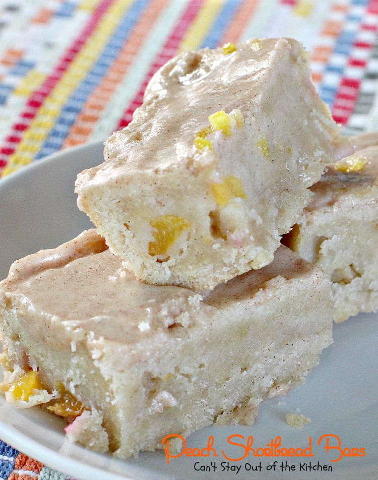 Peach Shortbread Bars | Can't Stay Out of the Kitchen