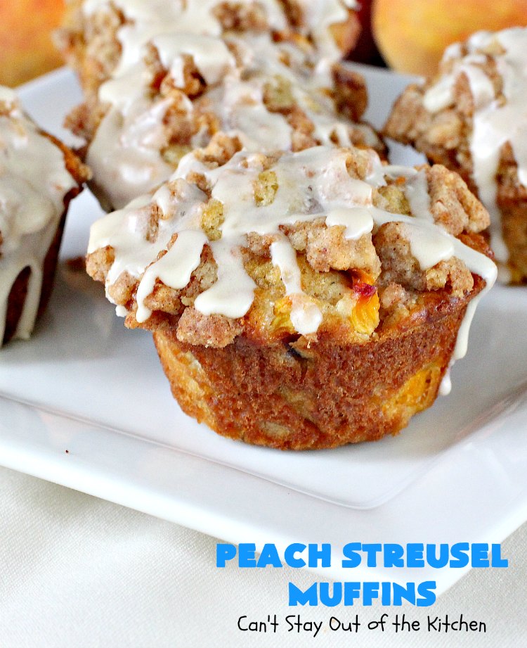 Peach Streusel Muffins | Can't Stay Out of the Kitchen | these fabulous #peach #muffins will knock your socks off! They're absolutely heavenly. They are perfect for a summer #holiday #breakfast when #peaches are in season. #FathersDay #FourthofJuly #LaborDay