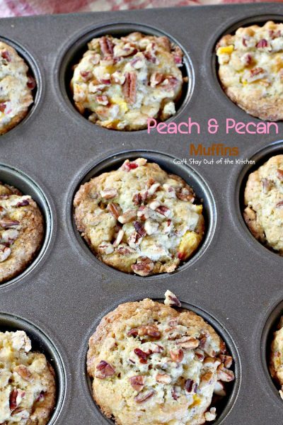 Peach and Pecan Muffins | Can't Stay Out of the Kitchen | these tasty #muffins are filled with #peaches and #pecans and stay moist because sour cream is included in the batter. #breakfast