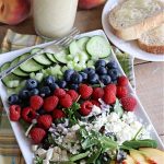 Peachy Berry Tossed Salad | Can't Stay Out of the Kitchen | this scrumptious #TossedSalad rates A+ with our family! It's made with fresh #peaches, #raspberries, #blueberries & FetaCheese. The #SaladDressing uses #healthy ingredients & also includes #FreshPeaches. This sensational #salad is fantastic for company or #potlucks, but so delicious you'll want to make it frequently for your family! #GlutenFree #PeachyBerryTossedSalad