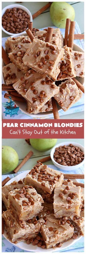 Pear Cinnamon Blondies | Can't Stay Out of the Kitchen