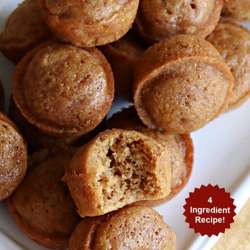 Pear Gingerbread Muffins | Can't Stay Out of the Kitchen | You'll be popping one of these miniature #muffins in your mouth all day long after whipping up a batch of these #4Ingredient #GingerbreadMuffins. Adding grated #pears to the batter makes them especially delicious. Perfect for #FallBaking, #Thanksgiving or #Christmas #breakfast or #brunch. #holiday #4IngredientRecipe #PearGingerbreadMuffins