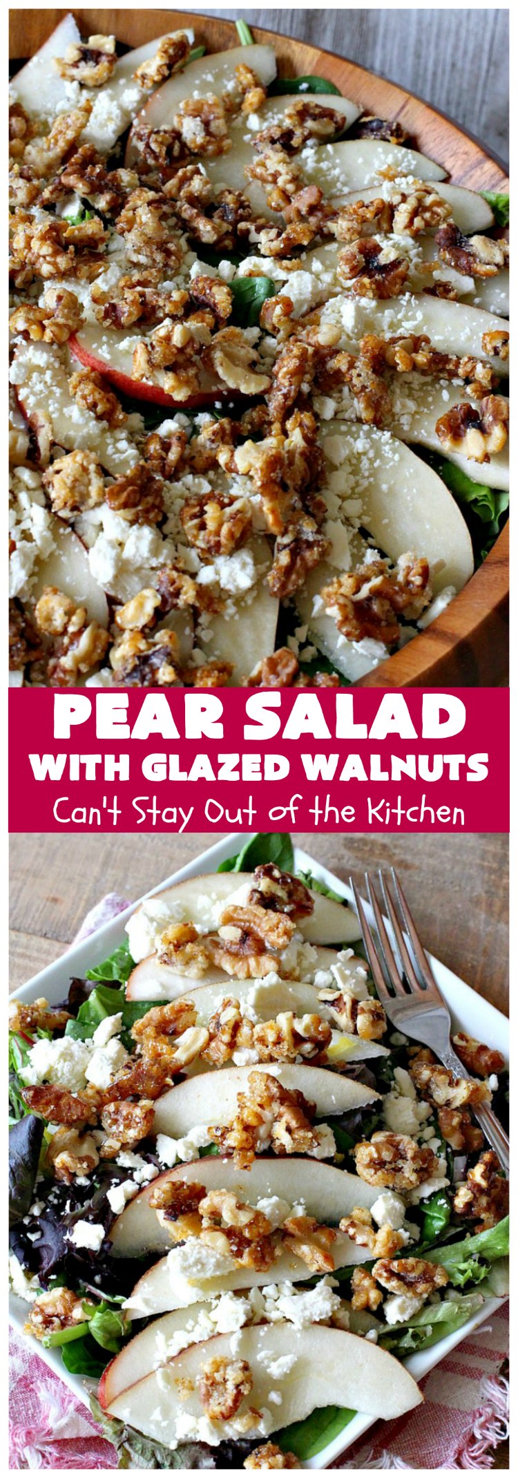 Pear Salad with Glazed Walnuts | Can't Stay Out of the Kitchen