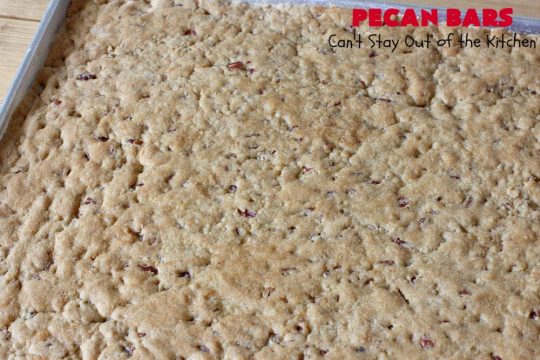 Pecan Bars | Can't Stay Out of the Kitchen | these delightful treats are absolutely dreamy. They'll cure any sweet tooth craving. If you enjoy #pecans you'll rave over this marvelous #cookie. #Holiday #dessert #PecanDessert #HolidayDessert #PecanPie #PecanBars #ChristmasCookieExchange #ValentinesDay