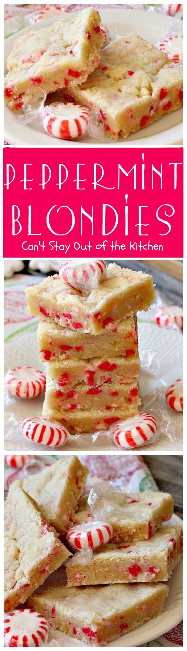 Peppermint Blondies | Can't Stay Out of the Kitchen