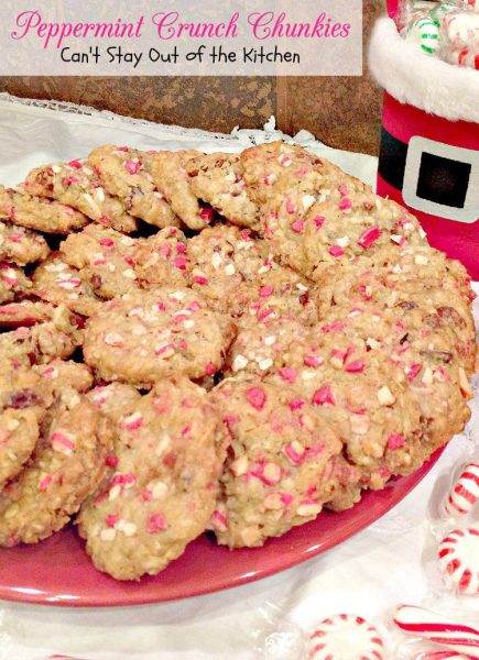 Peppermint Crunch Chunkies | Can't Stay Out of the Kitchen | fabulous #oatmealcookie with #coconut and #Andes #peppermintbakingchips. #peppermint #cookie #dessert