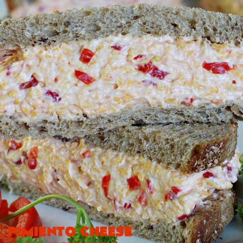 Pimiento Cheese Sandwiches | Can't Stay Out of the Kitchen | these #sandwiches have always been a family favorite because I use #CreamCheese. So delicious. #Pimientos #CheddarCheese #PimentoCheeseSandwiches