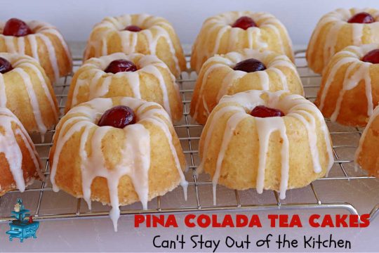 Pina Colada Tea Cakes | Can't Stay Out of the Kitchen | these scrumptious #TeaCakes are packed with #PinaColada flavor including a #Pineapple cake mix, pineapple gelatin, vanilla chips & #coconut. They're glazed with a luscious powdered sugar icing too. These miniature #Bundt #cakes are marvelous for #holiday or #Christmas baking. #HolidayDessert #PinaColadaDessert #PinaColadaTeaCakesPina Colada Tea Cakes | Can't Stay Out of the Kitchen | these scrumptious #TeaCakes are packed with #PinaColada flavor including a #Pineapple cake mix, pineapple gelatin, vanilla chips & #coconut. They're glazed with a luscious powdered sugar icing too. These miniature #Bundt #cakes are marvelous for #holiday or #Christmas baking. #HolidayDessert #PinaColadaDessert #PinaColadaTeaCakes