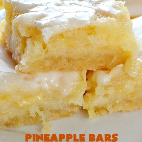 Pineapple Bars with Coconut Drizzle | these spectacular #dessert bars will have you absolutely drooling! They are heavenly and mouthwatering with a crust layer, #pineapple layer, #streusel layer & a #coconut glaze over top. Perfect for #holidays like #Easter or #MothersDay. #PineappleDessert #HolidayDessert #EasterDessert #MothersDayDessert #cookie #brownie #PineappleCookies #PinaColada #PinaColadaDessert