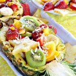 Pineapple Mango Salad | Can't Stay Out of the Kitchen | this is the perfect #salad for summer #holidays like the #FourthofJuly. The tropical flavors are heavenly. #pineapple #kiwi #strawberries #glutenfree #vegan