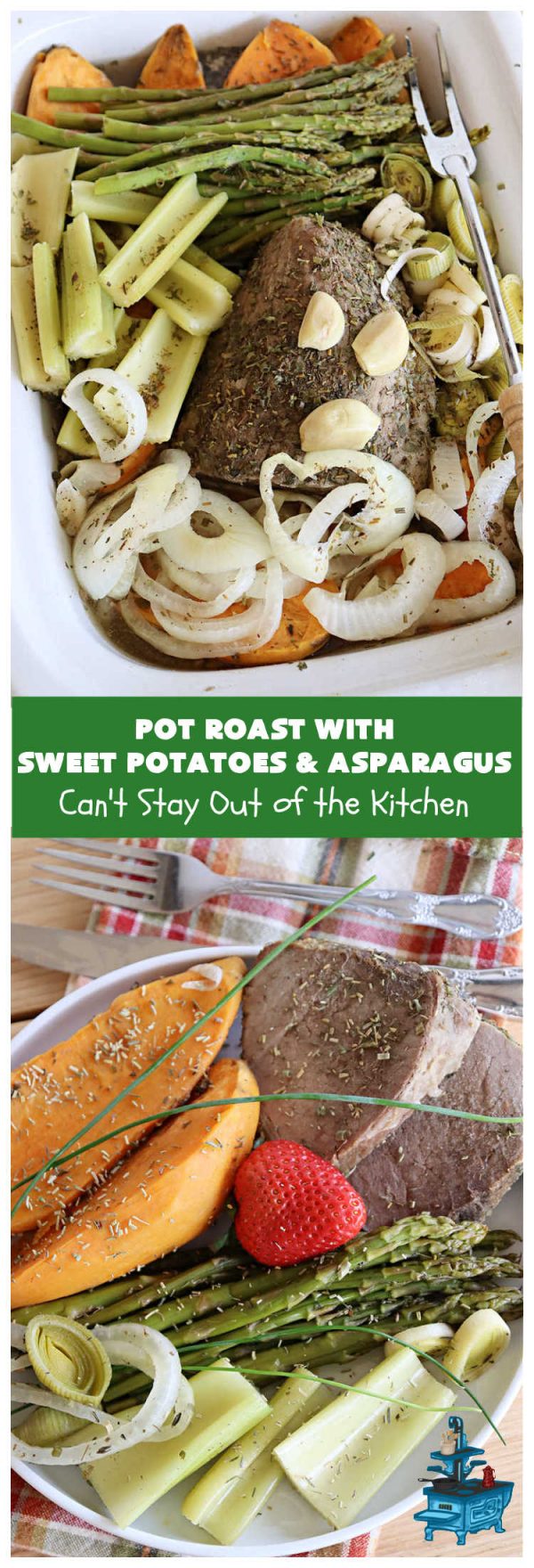 Pot Roast with Sweet Potatoes and Asparagus Can't Stay Out of the Kitchen