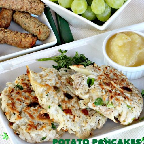 Potato Pancakes | Can't Stay Out of the Kitchen | this vintage #recipe is a keeper! It's great to serve for #Breakfast or #dinner. Serve with #applesauce, ketchup or the condiments of your choice. #potatoes #GlutenFree #Holiday #PotatoPancakes #HolidayBreakfast #healthy #CleanEating #HashBrownPotatoes