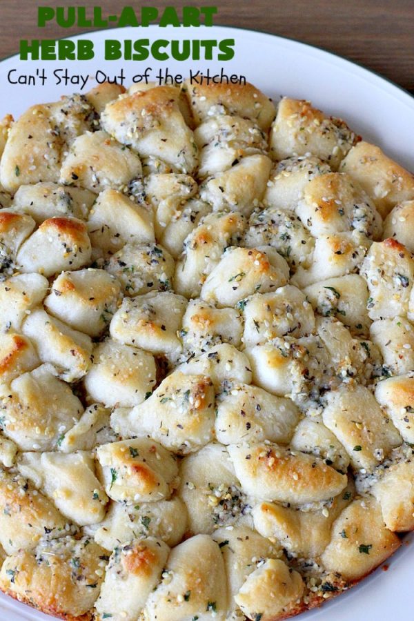 Pull-Apart Herbed Biscuits | Can't Stay Out of the Kitchen | this fantastic pull-apart #MonkeyBread is easy & delightful. The savory herb flavors make this a dynamic #bread to serve as a side for any main dish. Great for company or #holiday dinners too. #PullApartHerbedBiscuits
