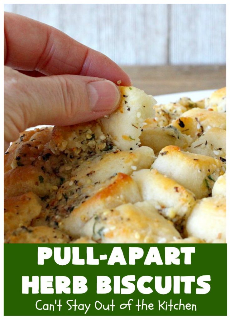 Pull-Apart Herbed Biscuits | Can't Stay Out of the Kitchen | this fantastic pull-apart #MonkeyBread is easy & delightful. The savory herb flavors make this a dynamic #bread to serve as a side for any main dish. Great for company or #holiday dinners too. #PullApartHerbedBiscuits