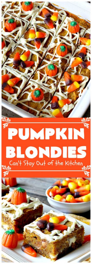 Pumpkin Blondies | Can't Stay Out of the Kitchen