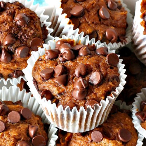 Pumpkin Chocolate Chip Muffins | Can't Stay Out of the Kitchen | these heavenly #pumpkin #muffins will knock your socks off! They're filled with #chocolate chips & delicately seasoned with #cinnamon, cloves & nutmeg. They're perfect for a #holiday or company #breakfast. They're also terrific any time you want a chocolate fix! #ThanksgivingBreakfast #FallBaking #Fall #ChristmasBreakfast