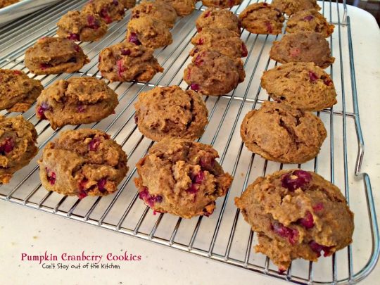 Pumpkin Cranberry Cookies | Can't Stay Out of the Kitchen | these lovely #christmas #cookies are filled with #pumpkin, #cranberries and have a fabulous #cinnamon #buttercream frosting. #dessert