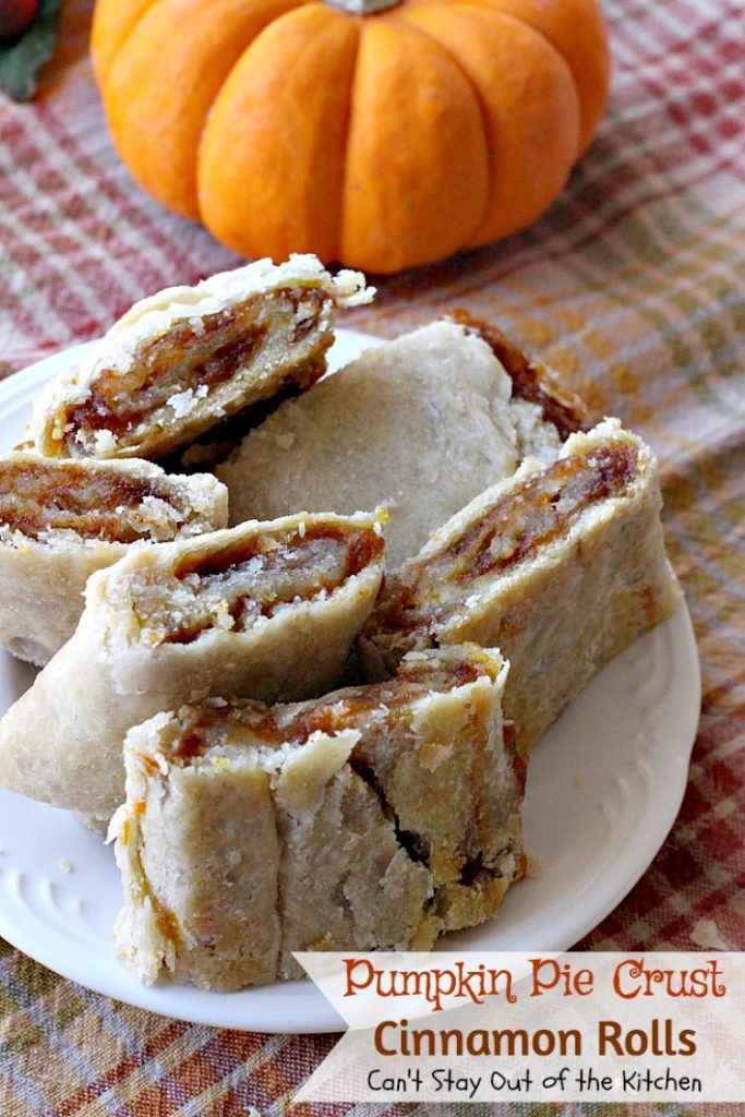 Pumpkin Pie Crust Cinnamon Rolls | Can't Stay Out of the Kitchen | these #cinnamonrolls are divine! So easy and delicious, and tastes just like eating miniature #pumpkinpie! A great way to use up leftover #pumpkin. #breakfast 